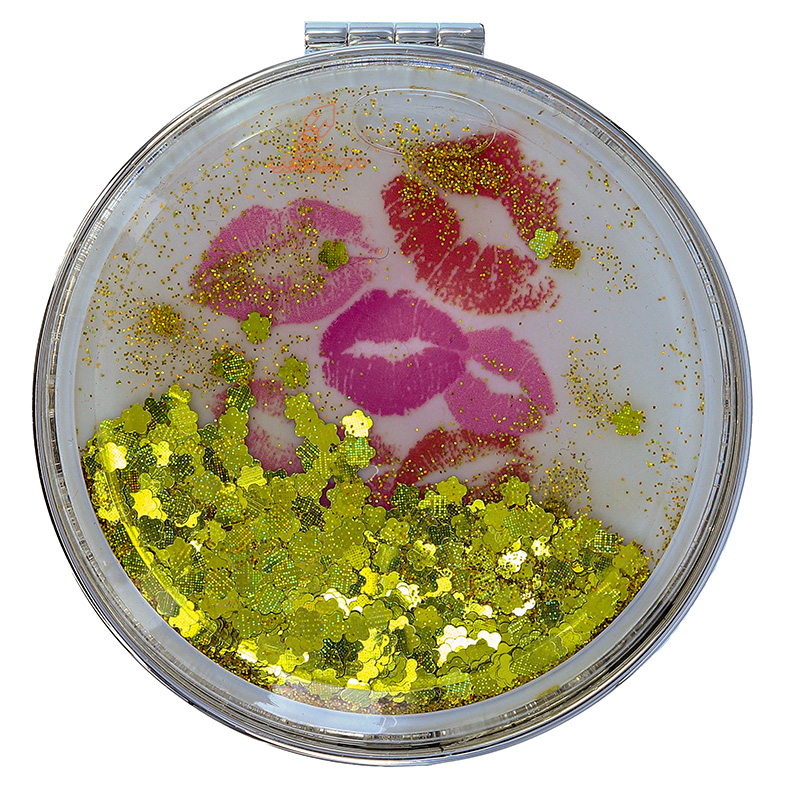 آینه گرد جیبی (آرایشی) فانتزی آکواریومی طرح love