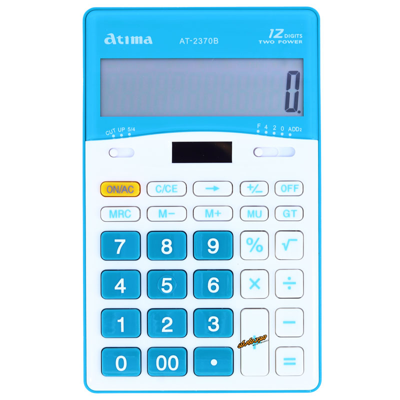 ماشین حساب رومیزی سفید آبی 12 رقمی مدل AT-2370B آتیما ATIMA
