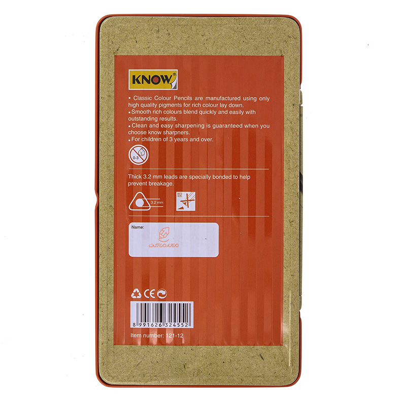 مداد رنگی 12 رنگ جعبه فلزی تخت طرح هیولاهای مهربان نو KNOW (2)