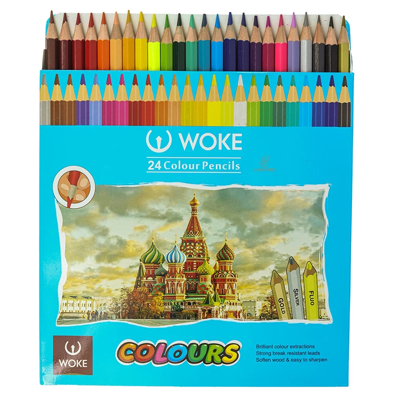 مداد رنگی 24 رنگ جعبه مقوایی طرح معبد ووک WOKE (3)