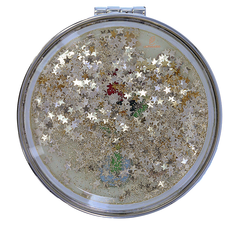 آینه گرد جیبی (آرایشی) فانتزی آکواریومی طرح گل رز (2)