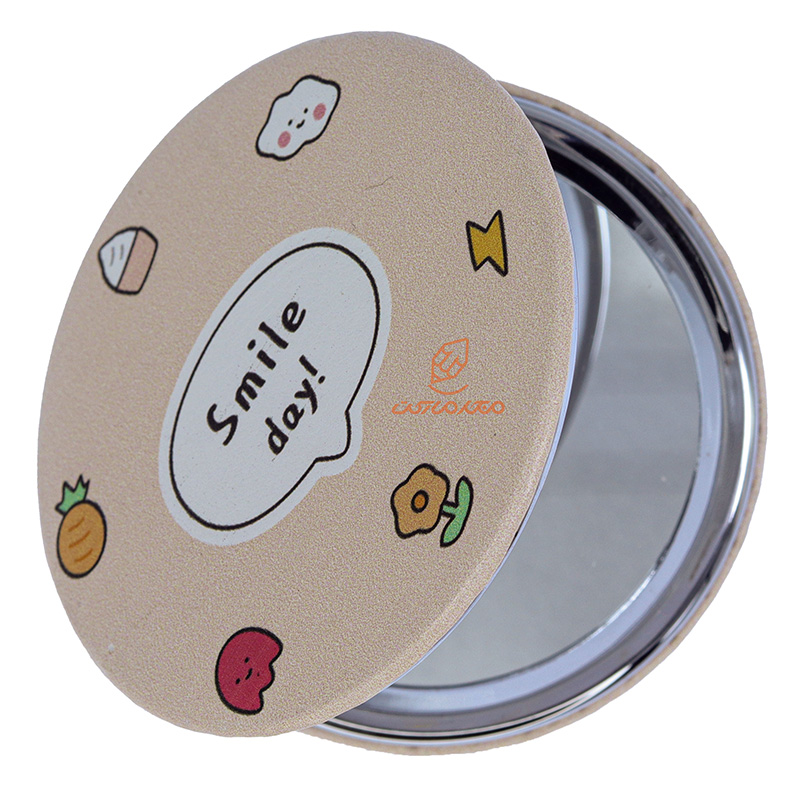 آینه گرد جیبی (آرایشی) فانتزی کرم 025 (2)