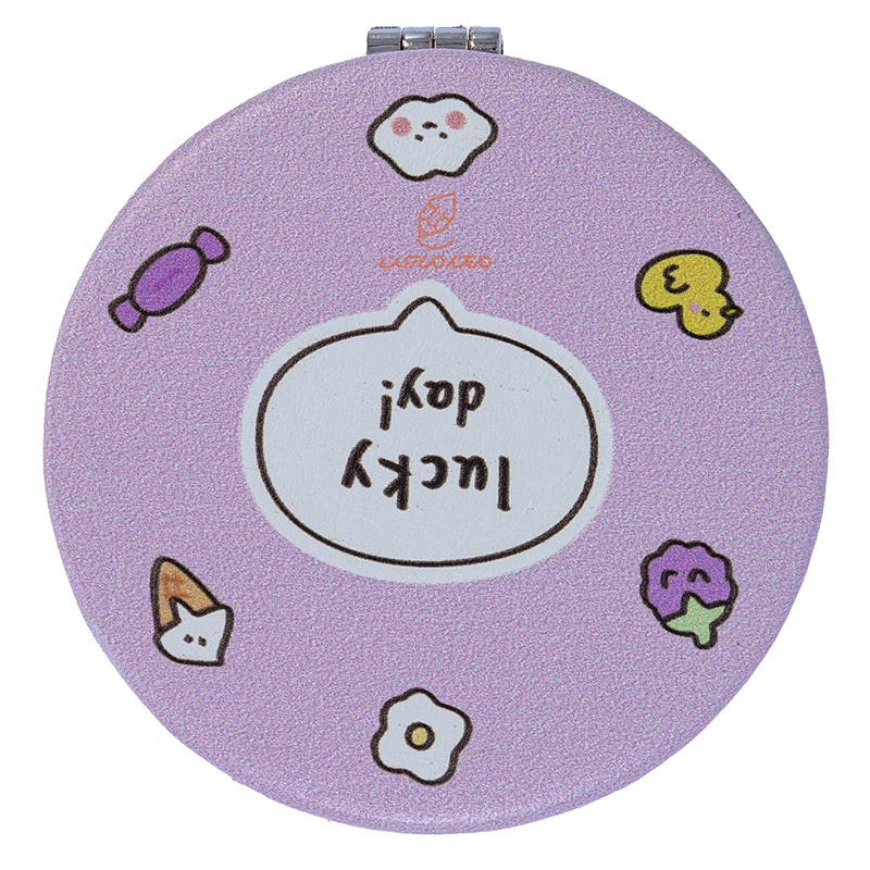 آینه گرد جیبی (آرایشی) فانتزی بنفش 025