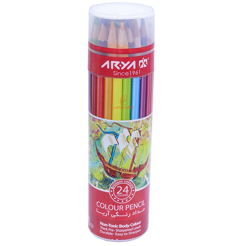 مداد رنگی 24 رنگ لوله ای طرح طوفان آریا ARYA (2)