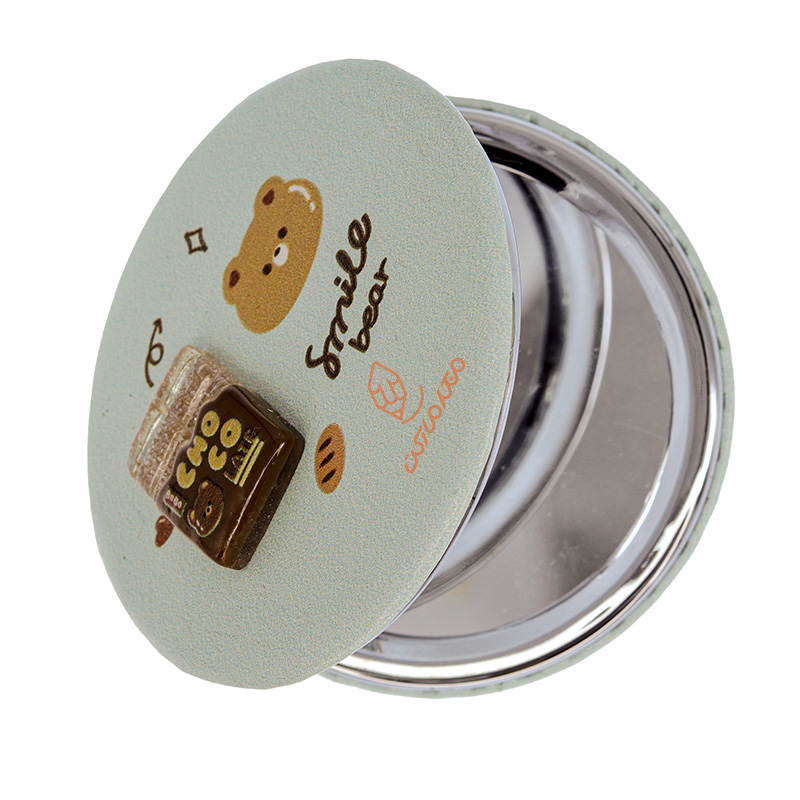 آینه گرد جیبی (آرایشی) فانتزی آبی طرح برجسته خرس 205 (1)