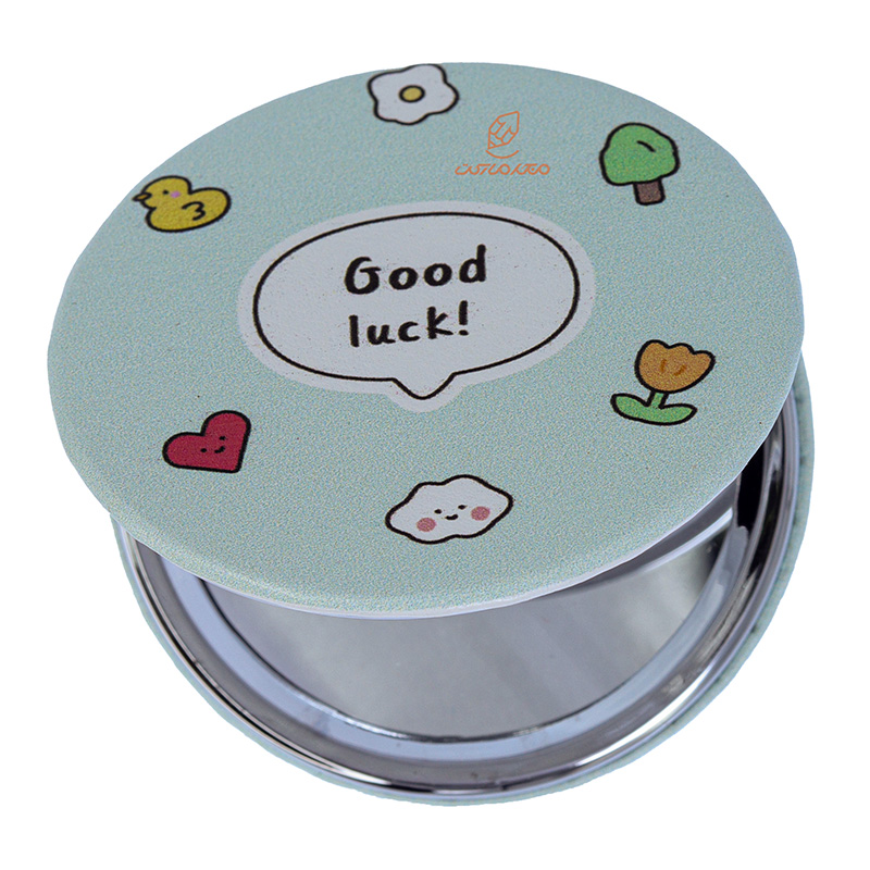 آینه گرد جیبی (آرایشی) فانتزی سبز 025 (2)