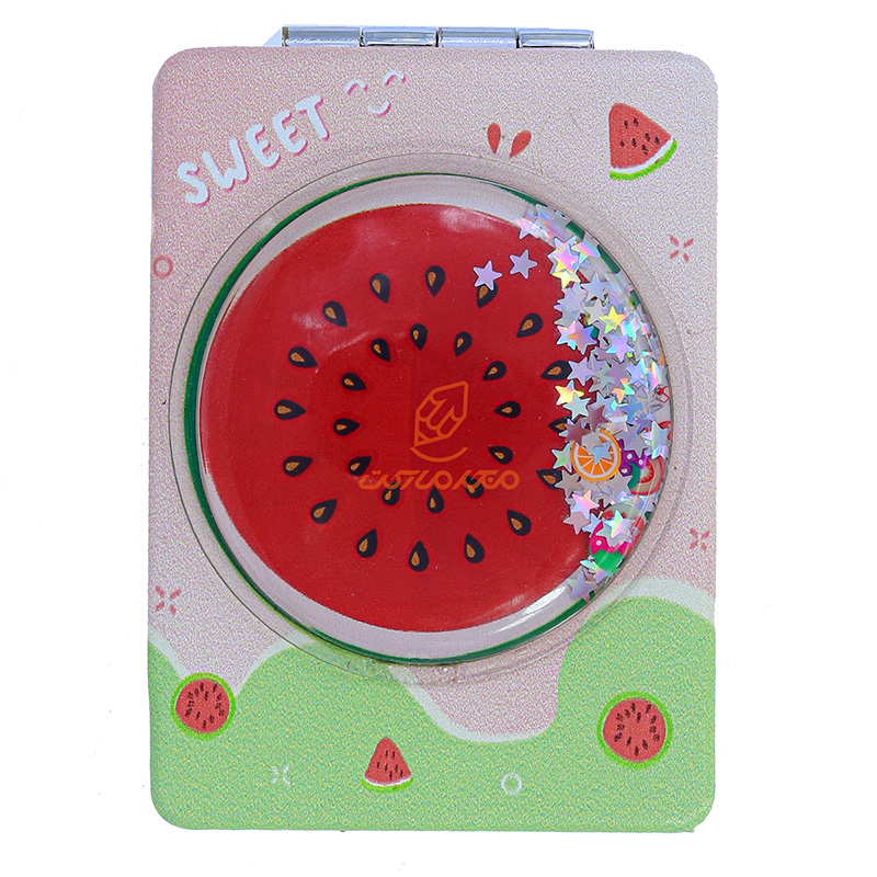 آینه مستطیلی جیبی (آرایشی) فانتزی طرح برجسته هندوانه قرمز 065