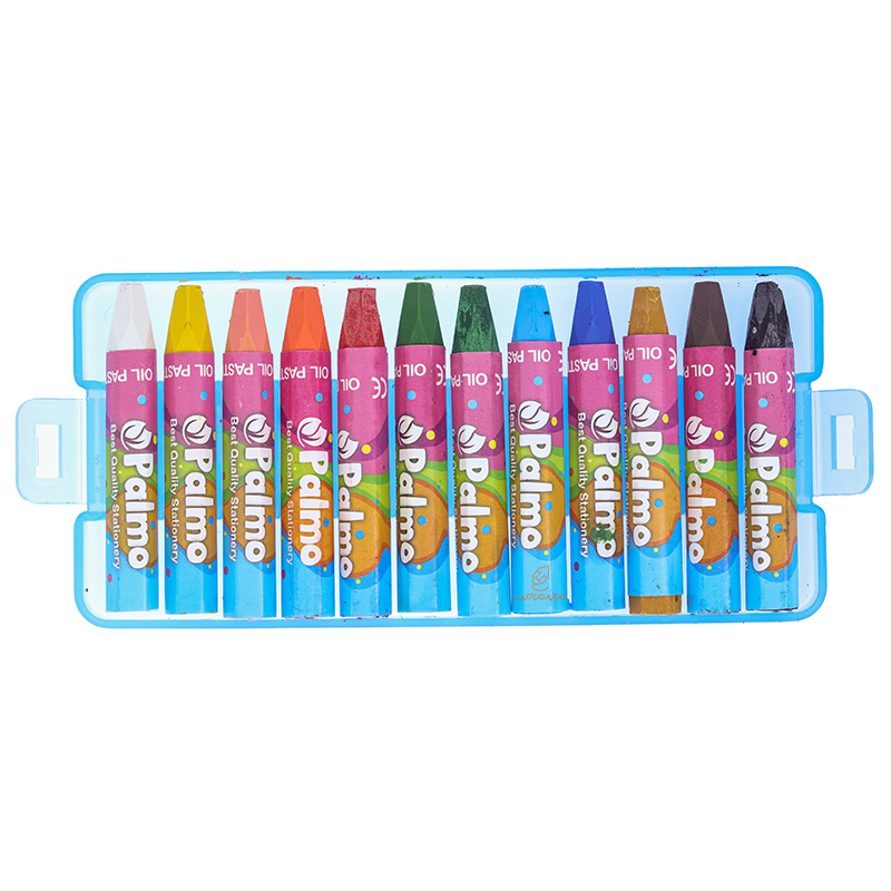 پاستل 12 رنگ جعبه طلقی آبی پالمو PALMO (4)
