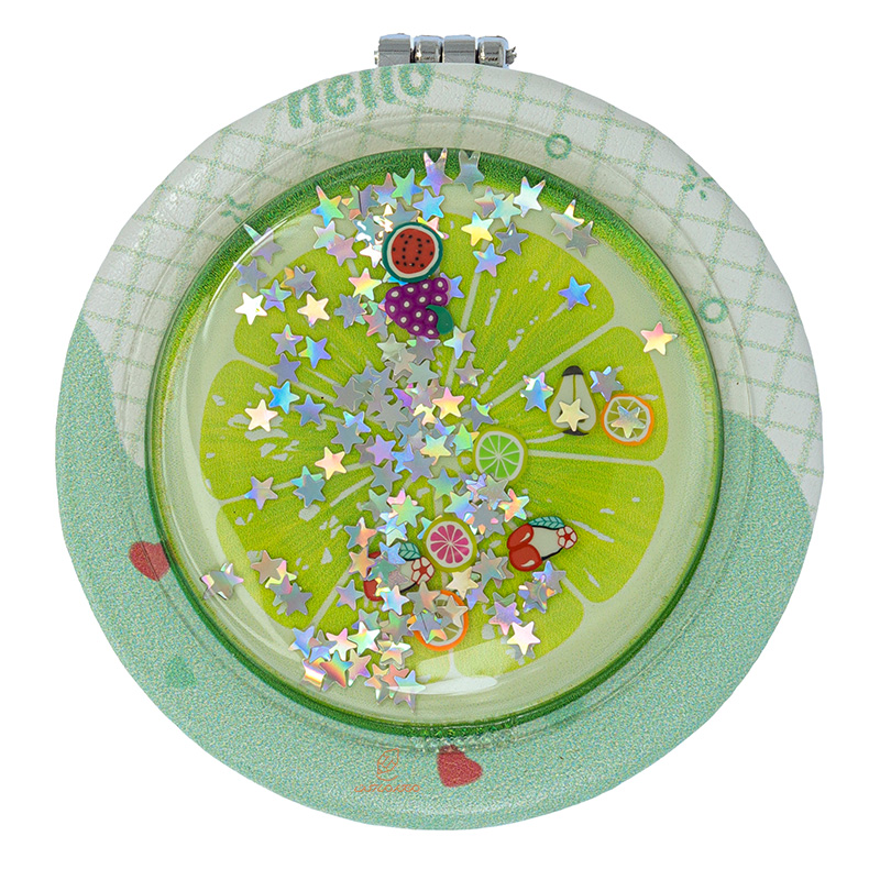 آینه گرد جیبی (آرایشی) فانتزی طرح برجسته لیمو 055