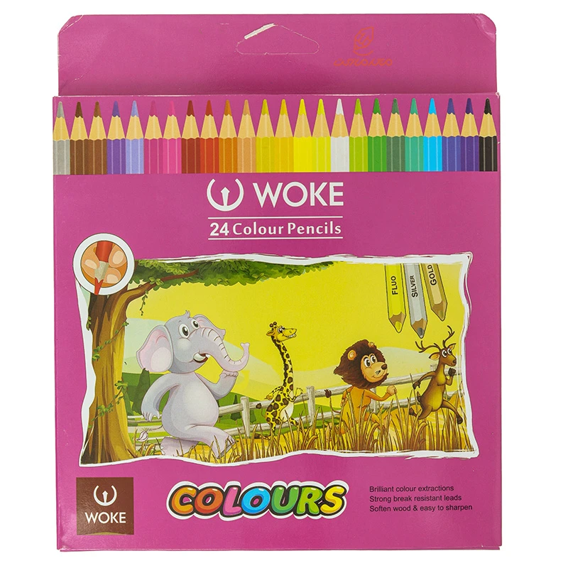 مداد رنگی 24 رنگ جعبه مقوایی طرح باغ وحش ووک WOKE (1)