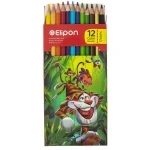 مداد رنگی 12 رنگ جعبه مقوایی تخت طرح پلنگ الیپون ELIPON (3)
