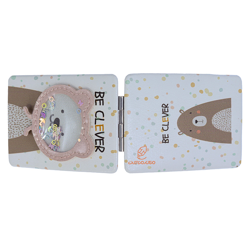 آینه مستطیلی جیبی (آرایشی) فانتزی طرح برجسته خرس قهوه ای 085 (3)