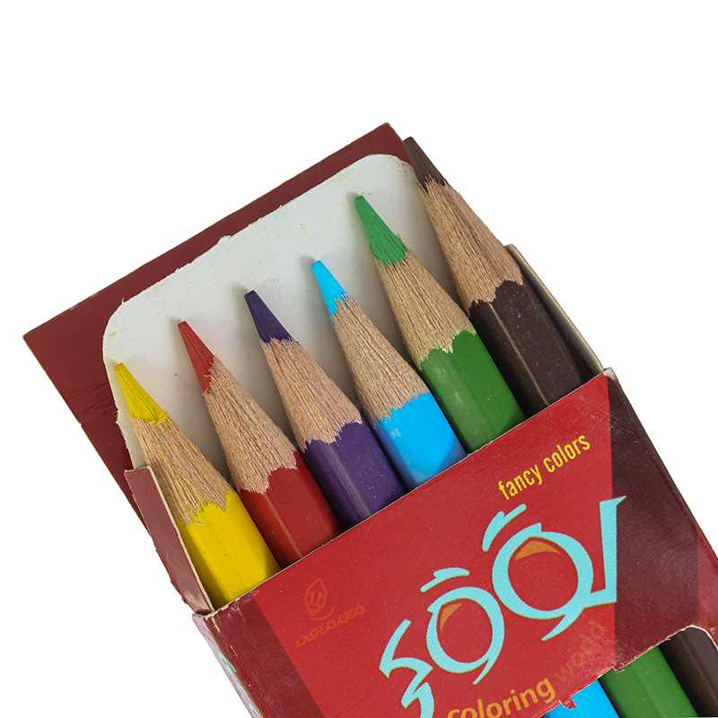 مداد رنگی 6 رنگ جعبه مقوایی طرح ببر لوکی LOOKY