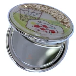 آینه گرد جیبی (آرایشی) فانتزی آکواریومی طرح flower (3)