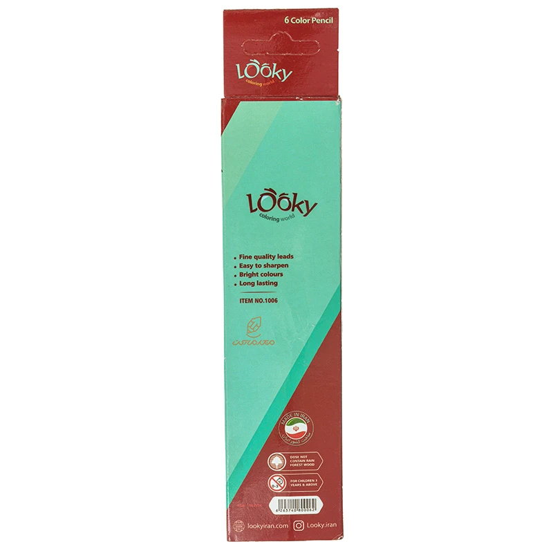 مداد رنگی 6 رنگ جعبه مقوایی طرح ببر لوکی LOOKY (3)
