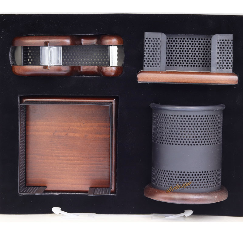 ست اداری چوب و فلز 4 تیکه قهوه ای تیره VZ-207 وافر (1)