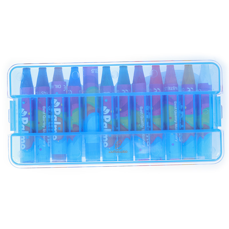 پاستل 12 رنگ جعبه طلقی آبی پالمو PALMO (3)