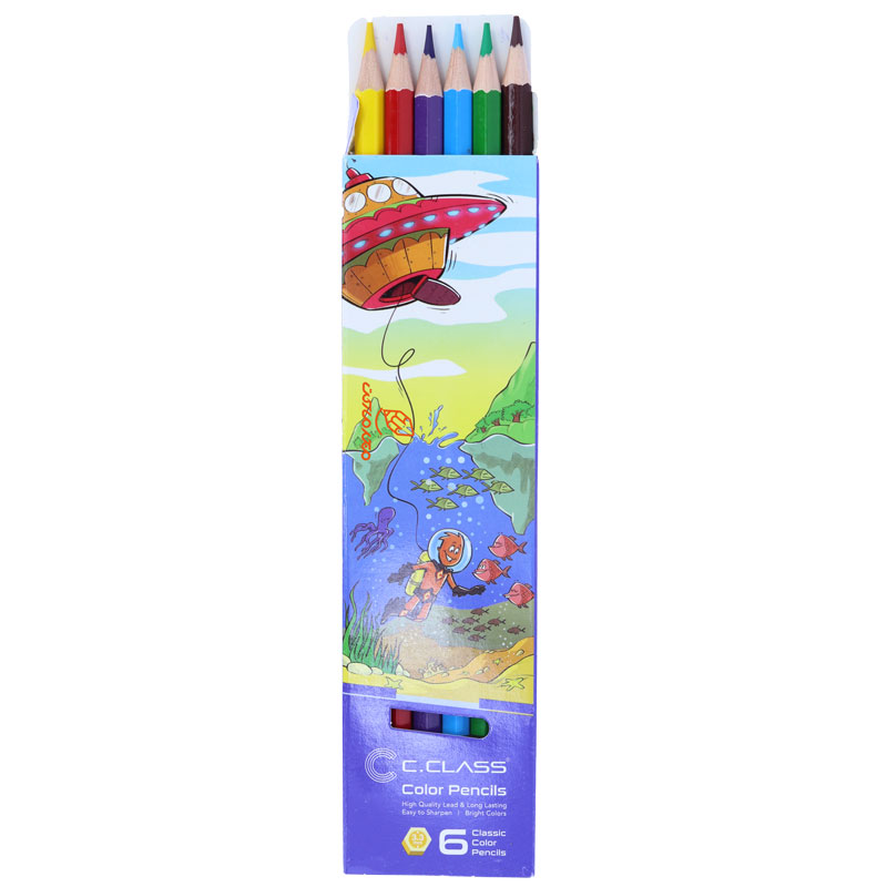 مداد رنگی 6 رنگ جعبه مقوایی طرح غواص سی کلاس C.CLASS (2)