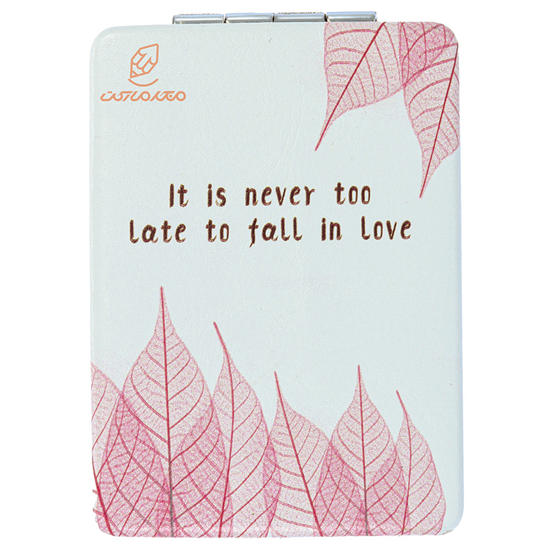 آینه مستطیلی جیبی (آرایشی) فانتزی طرح برگ صورتی 035