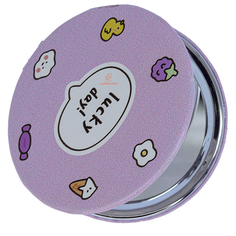 آینه گرد جیبی (آرایشی) فانتزی بنفش 025 (2)