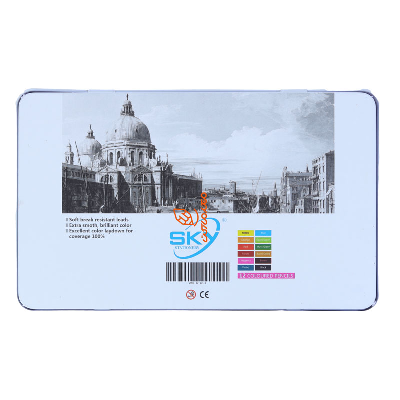 مداد رنگی 12 رنگ جعبه فلزی طرح اسکله مدل آرتیست اسکای SKY (3)