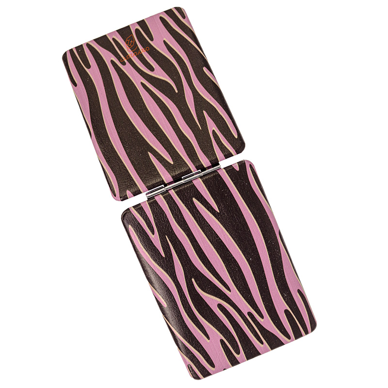 آینه مستطیلی جیبی (آرایشی) فانتزی پارچه ای مشکی طرح راه راه 305 (3)