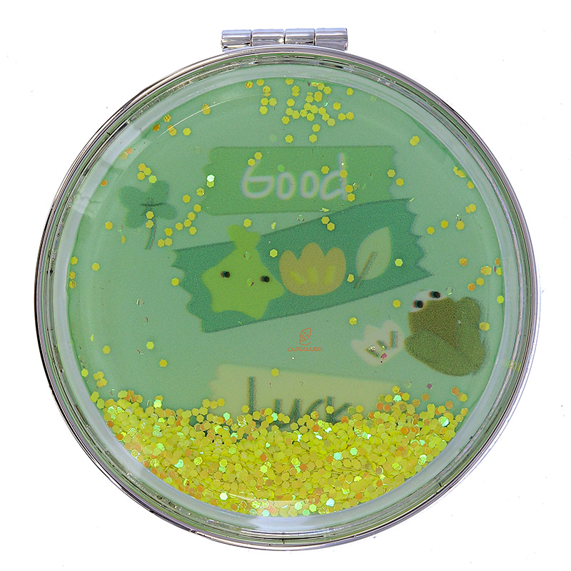 آینه گرد جیبی (آرایشی) فانتزی آکواریومی طرح luck