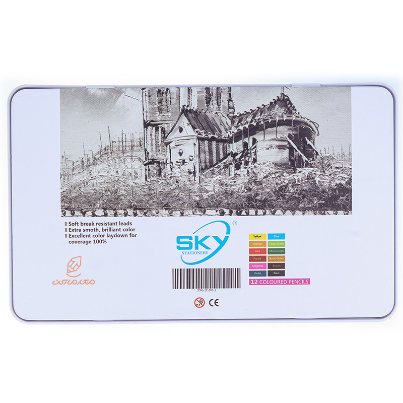 مداد رنگی 12 رنگ جعبه فلزی تخت طرح پل مدل آرتیست اسکای SKY (3)