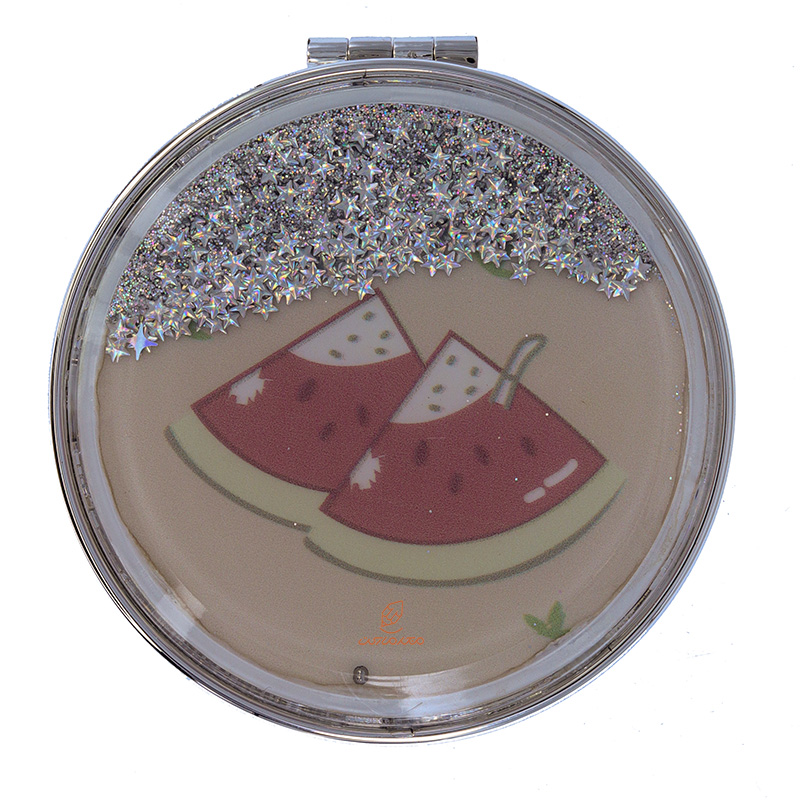 آینه گرد جیبی (آرایشی) فانتزی آکواریومی طرح هندوانه