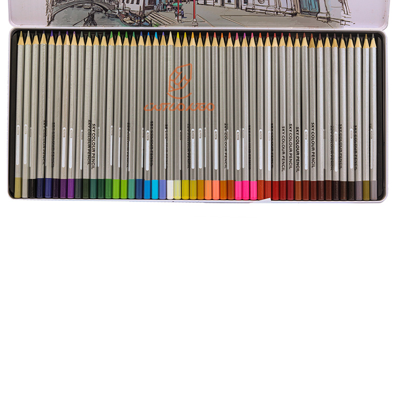 مداد رنگی 48 رنگ جعبه فلزی تخت طرح برج ساعت مدل آرتیست اسکای SKY (1)