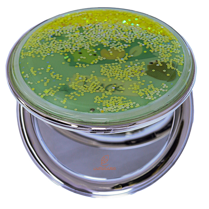 آینه گرد جیبی (آرایشی) فانتزی آکواریومی طرح luck (3)