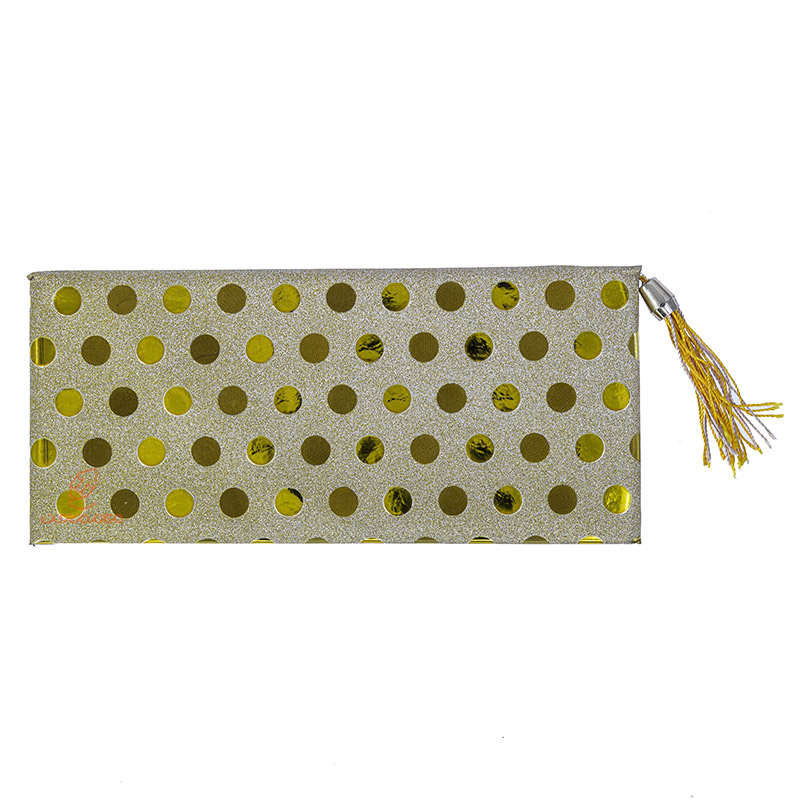 پاکت پول اکلیلی منگوله دار طرح خالدار طلایی