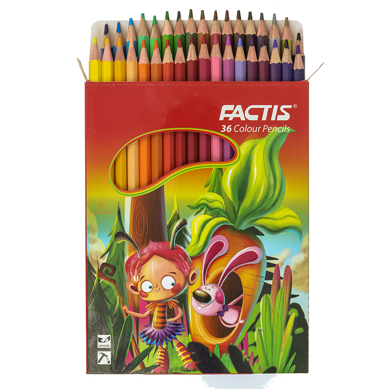 مداد رنگی 36 رنگ جعبه مقوایی طرح دختر جنگلی فکتیس FACTIS1