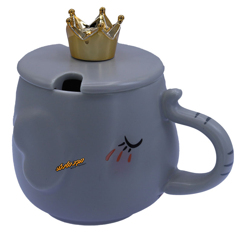 ماگ فانتزی طوسی طرح برجسته فیل تاج دار (3)