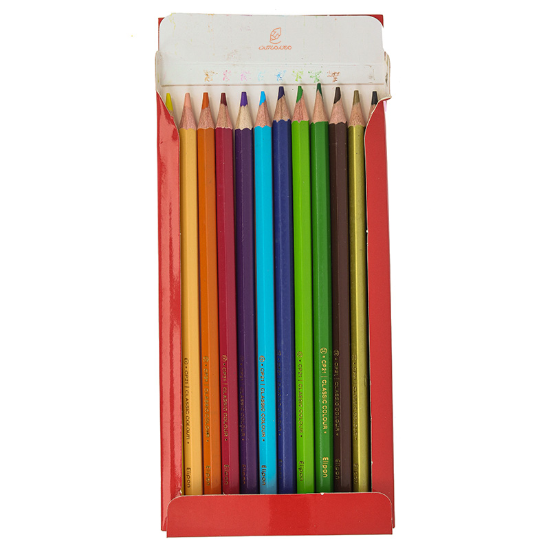 مداد رنگی 12 رنگ جعبه مقوایی تخت طرح بالن الیپون ELIPON (1)