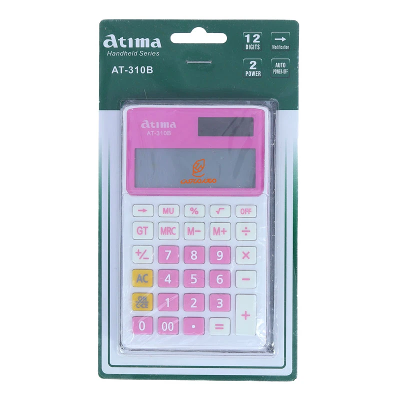 ماشین حساب جیبی صورتی 12 رقمی مدل AT-310B آتیما ATIMA (4)