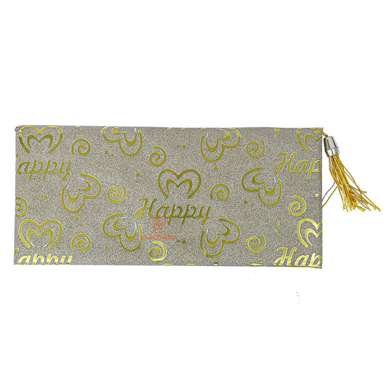 پاکت پول اکلیلی منگوله دار طرح قلب طلایی