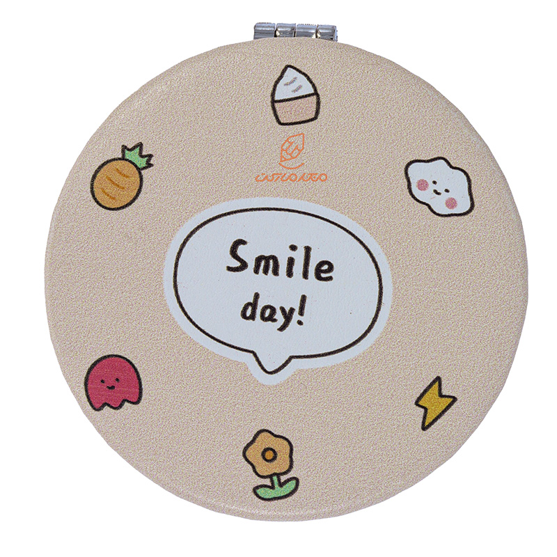 آینه گرد جیبی (آرایشی) فانتزی کرم 025