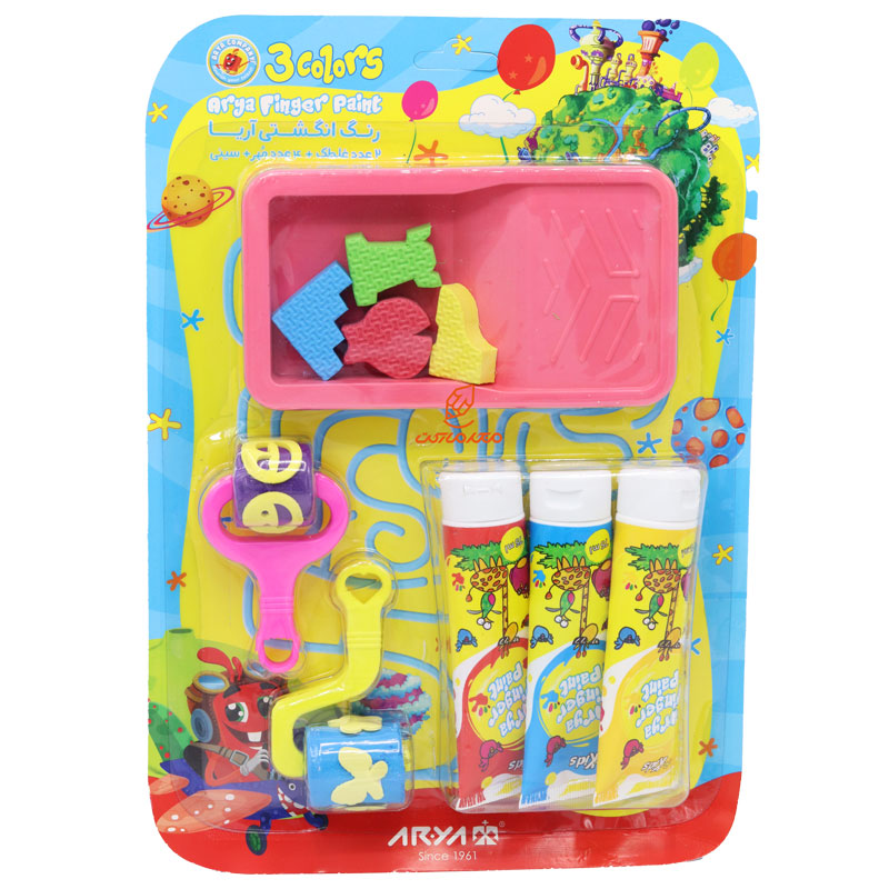 رنگ انگشتی 3 رنگ تیوپی با ابزار صورتی آریا 7020