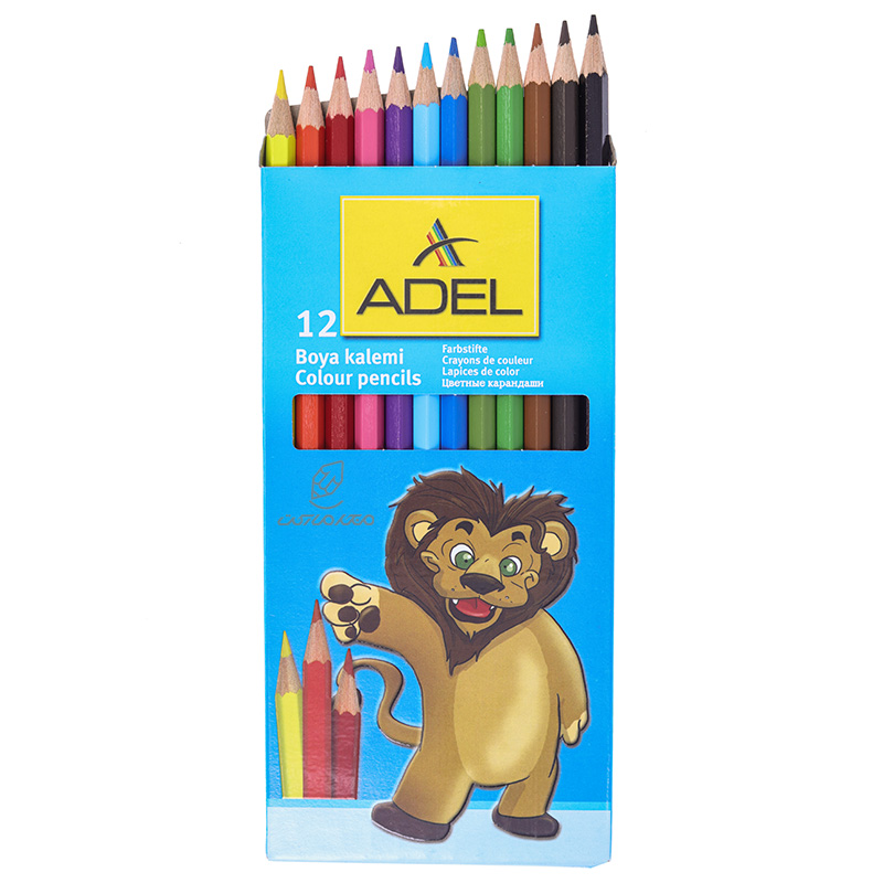 مداد رنگی 12 رنگ جعبه مقوایی طرح شیر عادل ADEL (1)