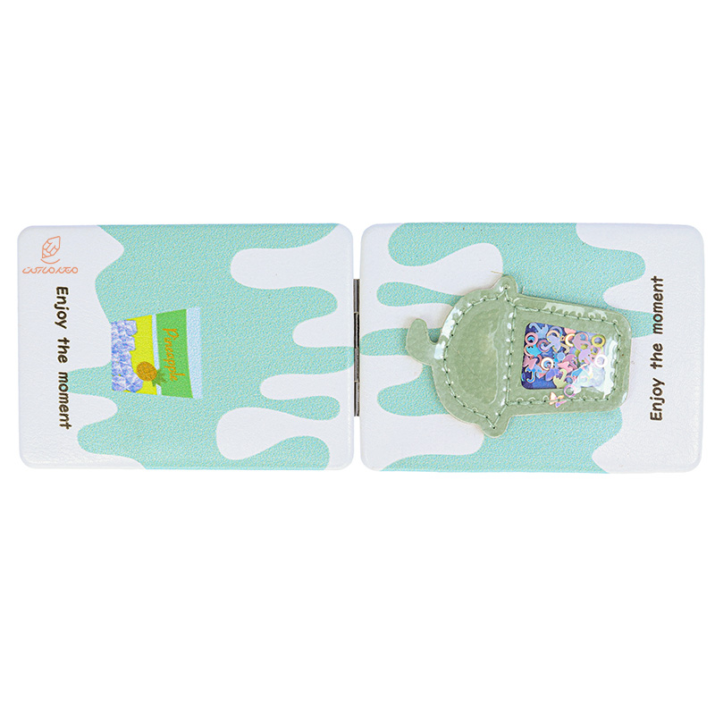 آینه مستطیلی جیبی (آرایشی) فانتزی طرح برجسته بستنی سبز 095 (3)