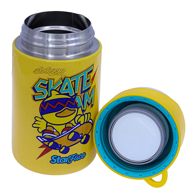 فلاسک زرد طرح جوجه اسکیت سوار کد 620 STAR FACE (1)
