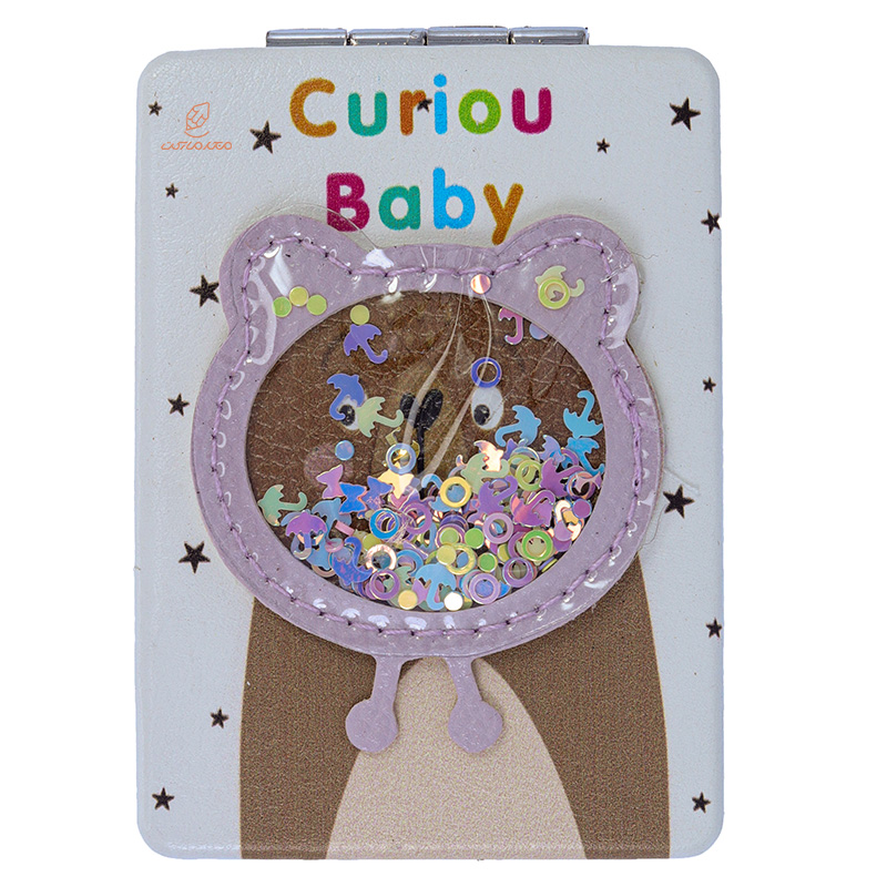 آینه مستطیلی جیبی (آرایشی) فانتزی طرح برجسته خرس سفید 085