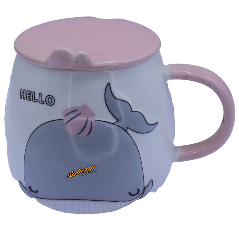 ماگ فانتزی سفید طرح نهنگ برجسته