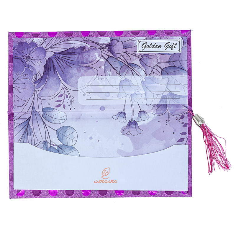 پاکت پول اکلیلی منگوله دار طرح خالدار سرخابی (1)