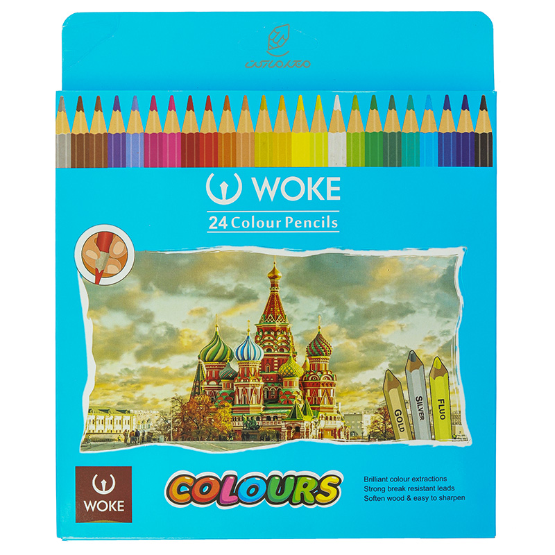 مداد رنگی 24 رنگ جعبه مقوایی طرح معبد ووک WOKE
