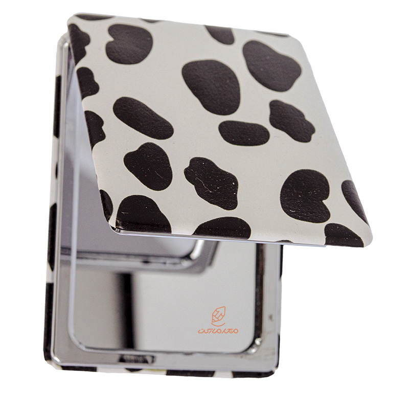 آینه مستطیلی جیبی (آرایشی) فانتزی سفید طرح پلنگی 305 (1)