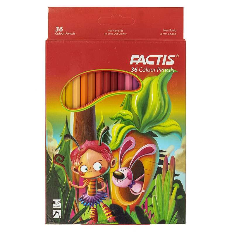 مداد رنگی 36 رنگ جعبه مقوایی طرح دختر جنگلی فکتیس FACTIS