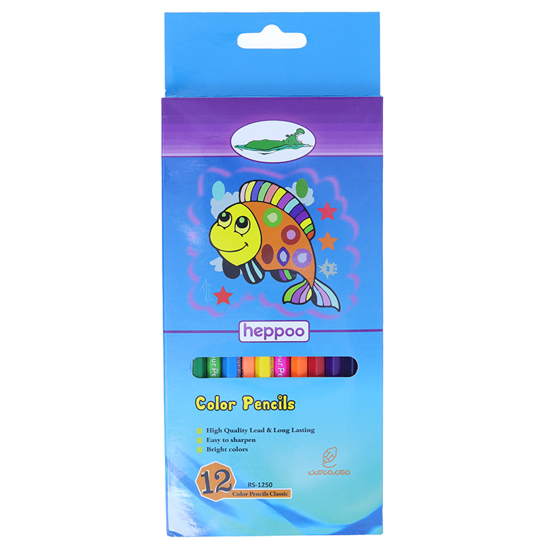 مداد رنگی 12 رنگ جعبه مقوایی طرح ماهی هپو HEPPOO