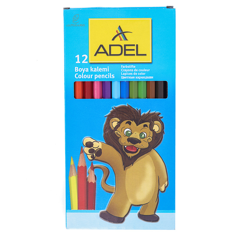 مداد رنگی 12 رنگ جعبه مقوایی طرح شیر عادل ADEL
